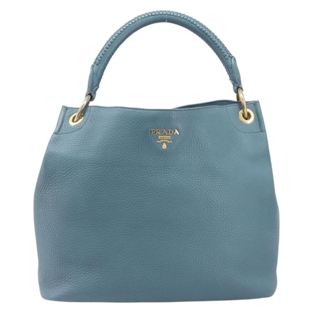 Prada Rolled Hobo Vitello Daino Blue Leather Shoulder Bag Bag